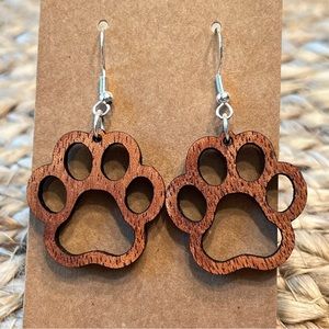 Mahogany Dog Paw Earrings